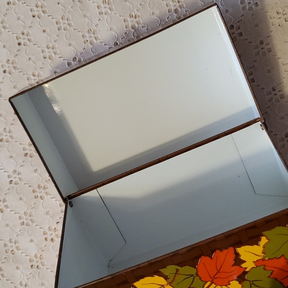 VTG Recipe Tin Rustic Farmhouse Fall Decor Leaf Orange Brown Yellow - Picture 8 of 15